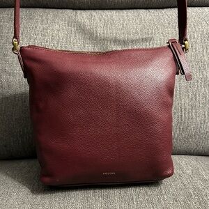 Fossil Burgundy Leather Crossbody Bag